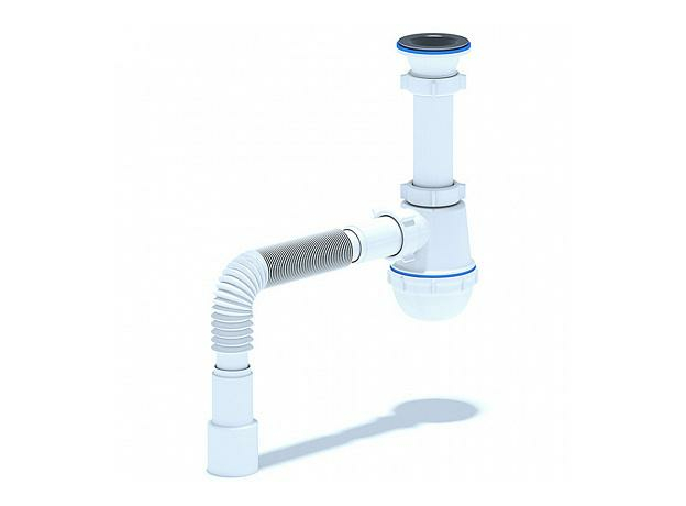 Сифон АНИ Пласт А0115 для умыв/мойки 1 1/2"х40 бутылочный вып с гофр 40/50 нерж/сетка 70мм, регулировка по высоте 80-175мм