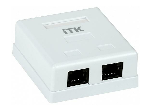 IEK ITK Настенная информационная розетка RJ45, кат.5E UTP 2 порта CS2-1C5EU-22