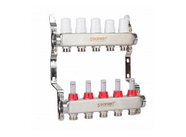 Коллектор для теплого пола ВР 1"х 7 контуров НР 3/4" евроконус 8517 SANEXT