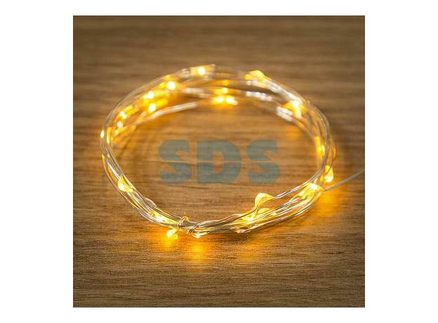 Гирлянда (электрогирлянда) Нить 2 м 20 led Роса цвет желтый IP20 303-001 Neon-Night /100шт/