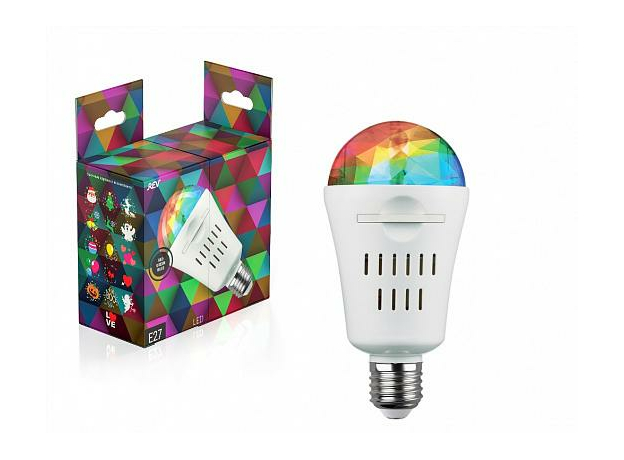 Лампа светодиодная 4Вт Е27 A60 230В проекционная со сменными паттернами RGB DISCO 32453 9 REV