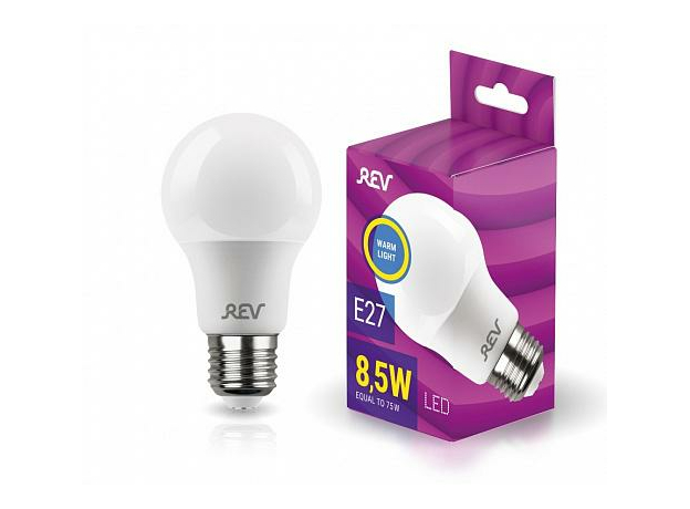 Лампа светодиодная 8,5Вт E27 A60 2700К 630Лм матовая 220В грушевидная 32379 2 REV