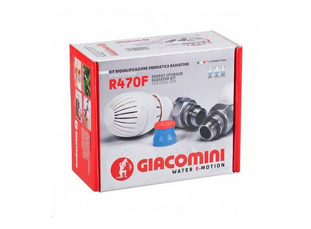 Комплект термостатический угловой 1/2" (регул и запорн клапаны термостатич головка) Giacomini R470FX003