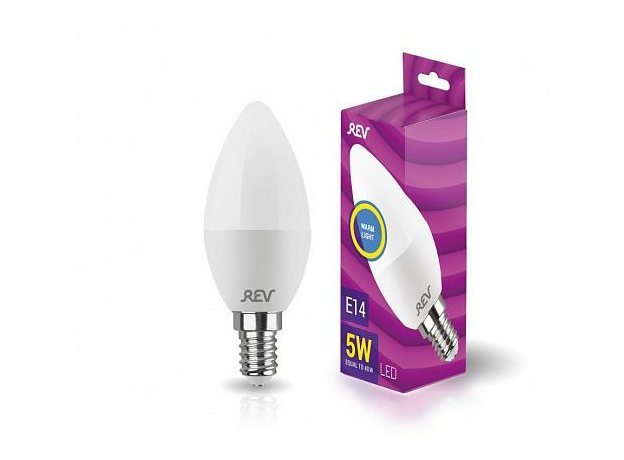 Лампа светодиодная 5Вт E14 C37 2700К 350Лм матовая 220В свеча 32271 9 REV