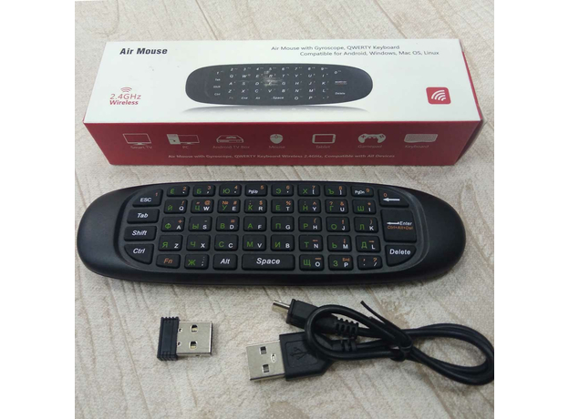 DVS AM-100, Air Mouse & Wireless Keyboard, беспроводная клавиатура/мышь RU для android TV