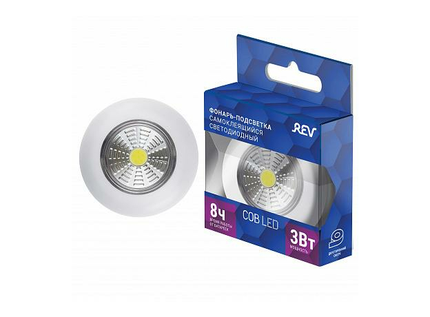 Фонарь светодиодный подсветка самоклеящийся Pushlight белый, COB 3 Вт, бат. 3xAAA, 29097 1 REV