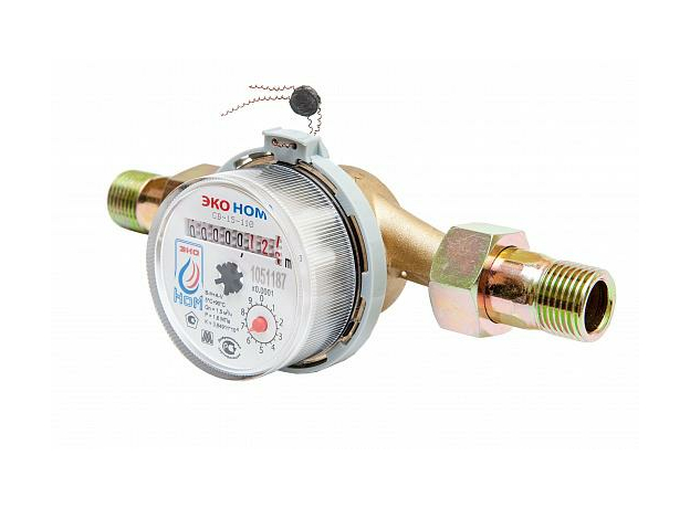 Счетчик воды Ду15 универсальный ЭКО НОМ-15-110+КМЧ, с КМЧ и обратным клапаном, L=110мм., ЭКО НОМ