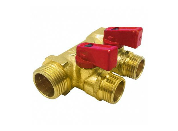 Коллектор латунный c шаровыми кранами 3/4" ВР/НР 3 отвода 1/2" НР красный 9026-02 Aquasfera Коллектор латунный c шаровыми кранами 3/4" ВР/НР 3 отвода 1/2" НР красный 9026-02 Aquasfera
