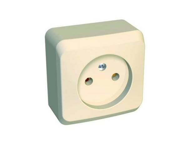 Розетка одинарная ЭТЮД открытой установки без заземления без шторок 16А 250B кремовый PA16-001K Schneider Electric