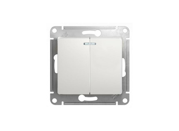Выключатель двухклавишный GLOSSA скрытой установки 10А с подсветкой механизм белый GSL000153 Schneider Electric Выключатель двухклавишный GLOSSA скрытой установки 10А с подсветкой механизм белый GSL000153 Schneider Electric