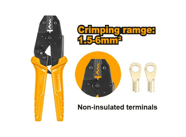 Пресс клещи обжимные для неизолированных наконечников 1,5-6мм INGCO INDUSTRIAL HRCPL1506