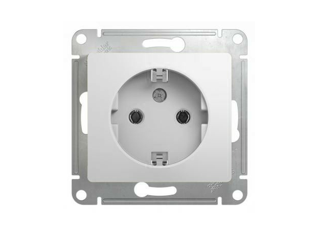 Розетка одинарная GLOSSA скрытой установки с заземлением 16А механизм белый GSL000143 Schneider Electric
