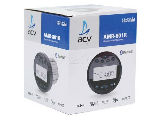 USB-магнитола ACV AMR-801R морская круглая