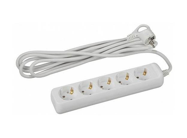Удлинитель 3 метра, 5 гнезд c заземлением, ПВС 3х1мм2, 16А ( U-5e-3m-3x1 ) Б0028376 ЭРА