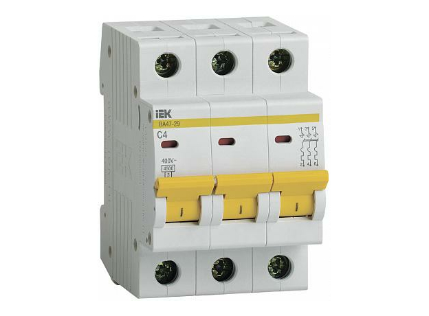 Автоматический выключатель модульный IEK ВА47-29 3п 4А C 4,5кA AC/DC (перемен./постоян.) (MVA20-3-004-C) Автоматический выключатель модульный IEK ВА47-29 3п 4А C 4,5кA AC/DC (перемен./постоян.) (MVA20-3-004-C)