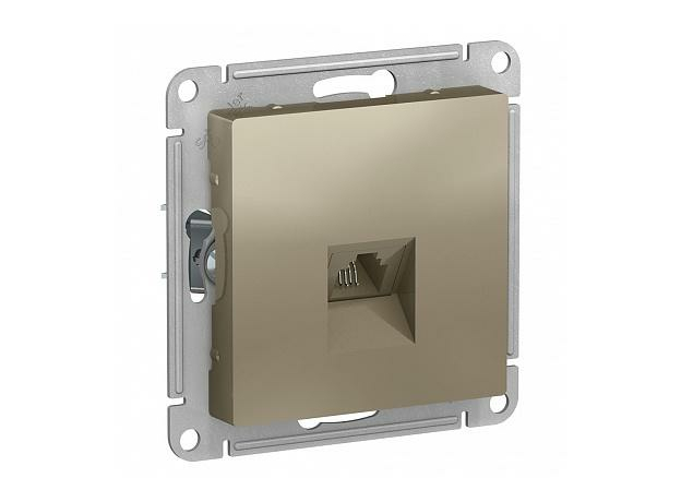 Розетка RJ11 телефонная Atlasdesign скрытой установки механизм шампань ATN000581 Schneider Electric