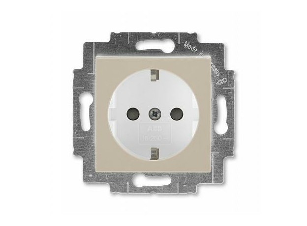 Розетка Levit скрытой установки с заземлением со шторками 16А кофе макиато / белый 2CHH203457A6018 ABB