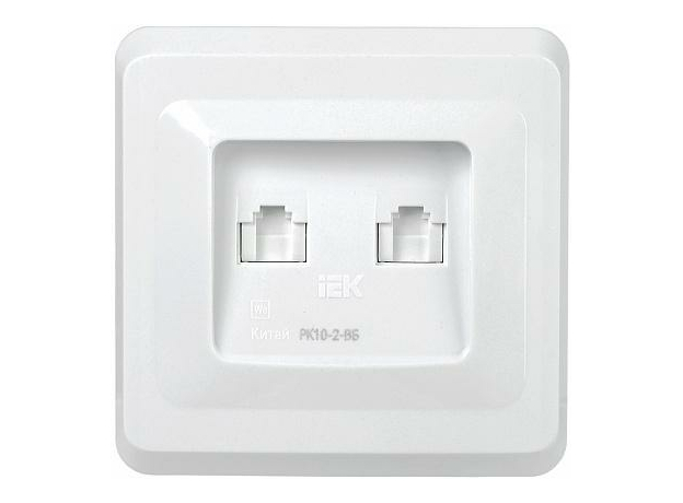 Розетка двухместная RJ45+RJ45 компьютерная РК10-2-ВБ Cat5e белый ВЕГА (EKV25-K01-DM) IEK