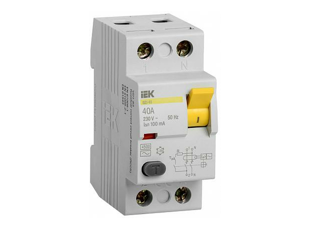 Устройство защитного отключения (УЗО) 2п 40А 100мА ВД1-63 (MDV10-2-040-100) IEK