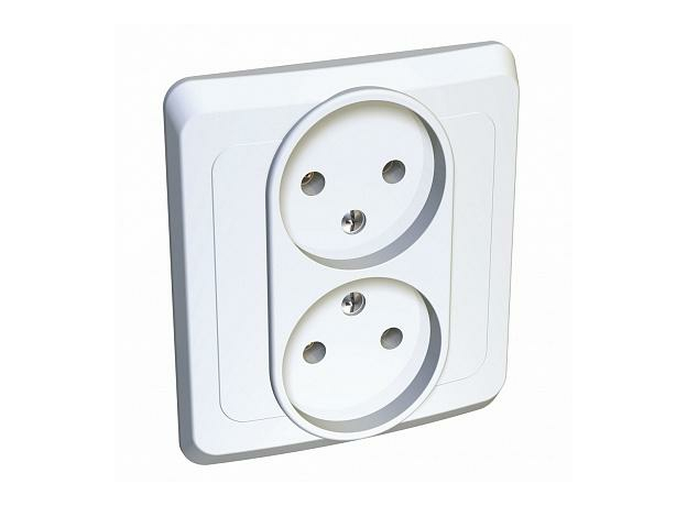 Розетка двойная ЭТЮД скрытой установки без заземления белый PC16-005B Schneider Electric