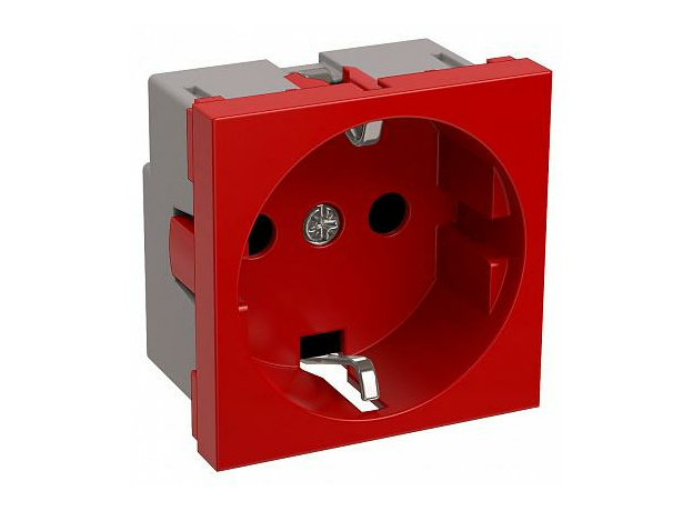 Розетка одинарная силовая красная РКС-20-30-П-К 2 модуля ПРАЙМЕР (CKK-40D-RSZK2-K04-K) ИЭК