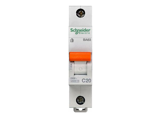 Автоматический выключатель модульный Schneider Electric ВА63 1п 20А C 4,5кA (11204) Автоматический выключатель модульный Schneider Electric ВА63 1п 20А C 4,5кA (11204)