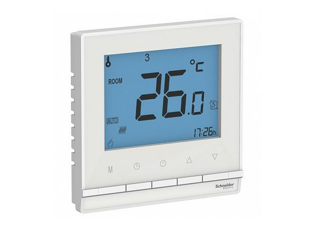 Терморегулятор (термостат) для теплого пола Atlasdesign с датчиком температуры от +5 до+35°C 16A в сборе белый ATN000138 Schneider Electric