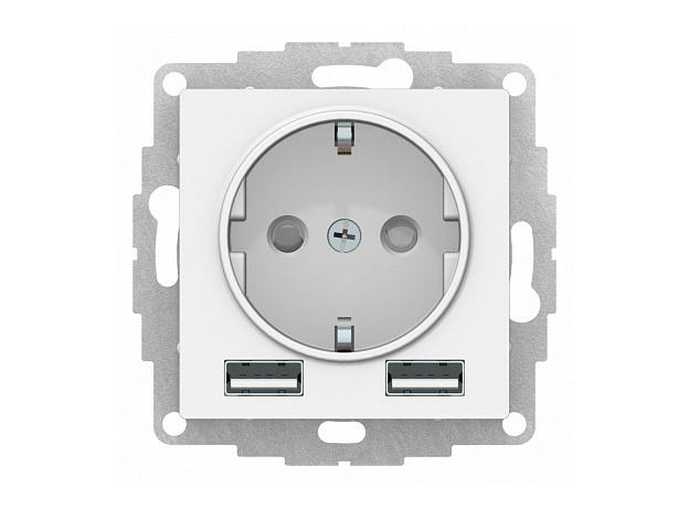 Розетка Atlasdesign скрытой установки 16А с 2 USB A+A, 5В/2,4А, 2х5В/1,2А механизм белый ATN000130 Schneider Electric Розетка Atlasdesign скрытой установки 16А с 2 USB A+A, 5В/2,4А, 2х5В/1,2А механизм белый ATN000130 Schneider Electric