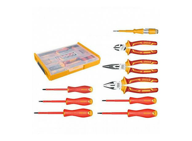 Набор диэлектрических инструментов 9шт (VDE; до 1000В) INGCO INDUSTRIAL HKTV01H091