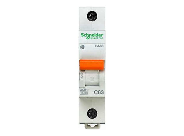 Автоматический выключатель модульный Schneider Electric ВА63 1п 63А C 4,5кA (11209) Автоматический выключатель модульный Schneider Electric ВА63 1п 63А C 4,5кA (11209)