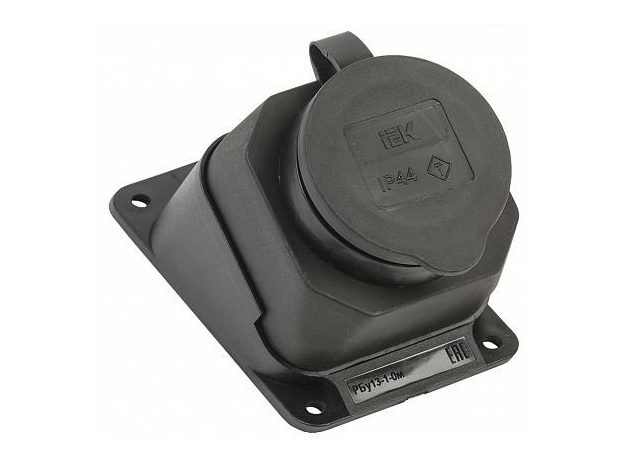 Розетка с защитной крышкой угловая настенная РБу13-1-0м IP44 ОМЕГА PKR22-016-2-K02 IEK