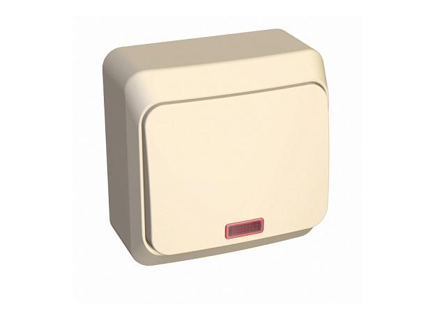Выключатель одноклавишный ЭТЮД открытой установки с подсветкой (сх.1) кремовый BA10-005K Schneider Electric