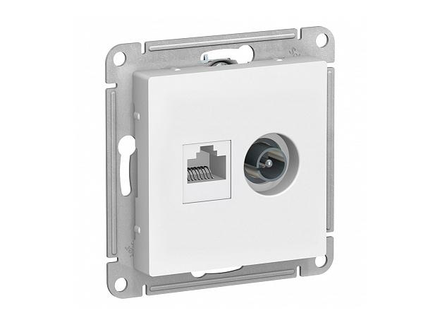 Розетка TV+RJ45 телевизионная + компьютерная Atlasdesign скрытой установки cat. 5Е механизм белый ATN000189 Schneider Electric