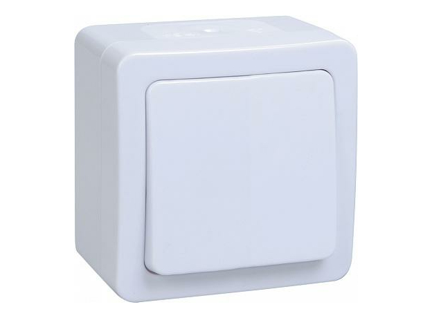Выключатель ГЕРМЕС PLUS ВС20-1-0-ГПБ одноклавишный о/у IP54 белый (EVMP10-K01-10-54-EC) IEK