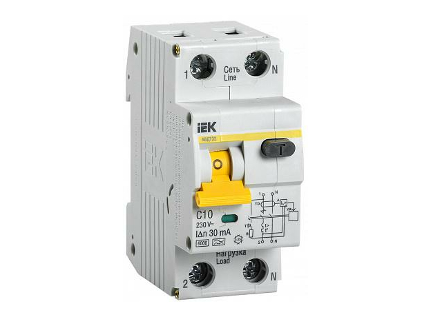 Автомат дифференциальный (дифавтомат) АВДТ 32 C10 10А 30 мА (MAD22-5-010-C-30) IEK