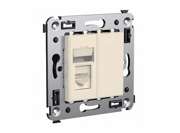 Розетка RJ45 компьютерная в стену Avanti скрытой установки категория 5e одинарная Ванильная дымка 4405463 DKC Розетка RJ45 компьютерная в стену Avanti скрытой установки категория 5e одинарная Ванильная дымка 4405463 DKC
