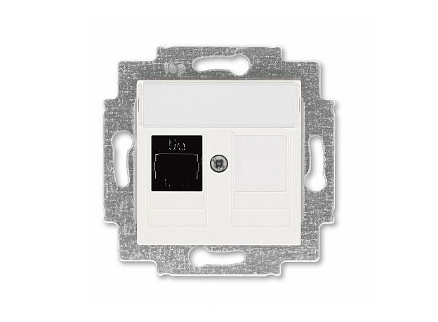Розетка RJ45 компьютерная кат. 5e и заглушка Levit скрытой установки механизм с накладкой жемчуг 2CHH295117A6068 ABB