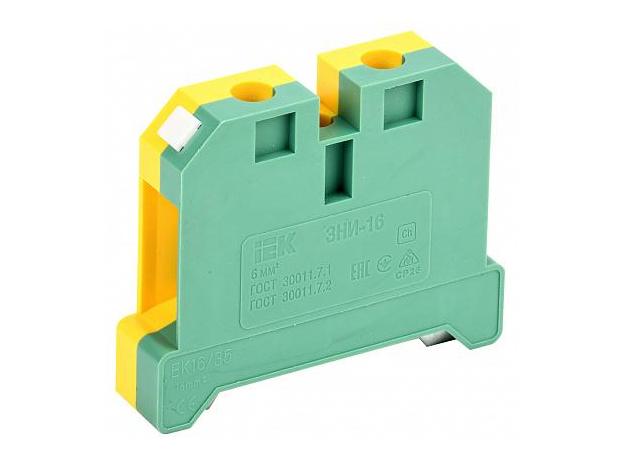 Клемма зажимная 16 мм.кв (JXB-земля) (ЗНИ-16 PEN -16мм2) (YZN20-016-K52) IEK