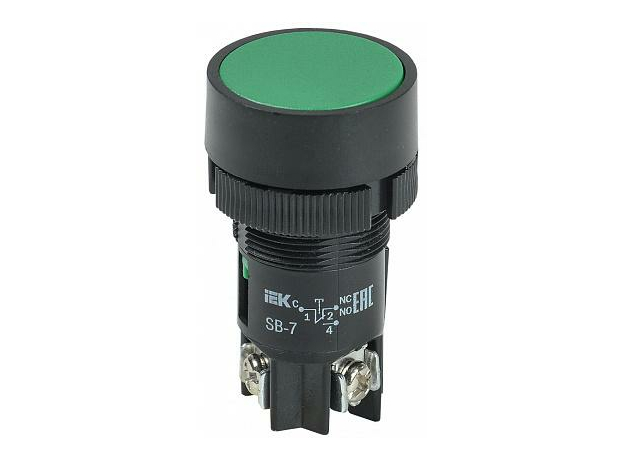 Кнопка управления "Пуск" SB-7 зеленая 1+1 240В 22мм BBT40-SB7-K06 IEK