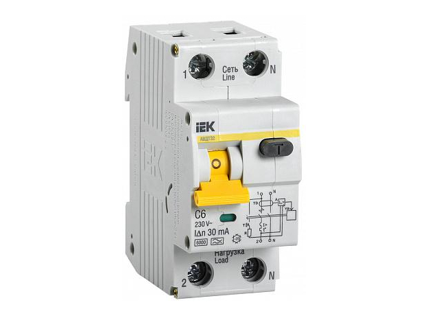 Автомат дифференциальный (дифавтомат) АВДТ 32 C 6 6А 30 мА (MAD22-5-006-C-30) IEK