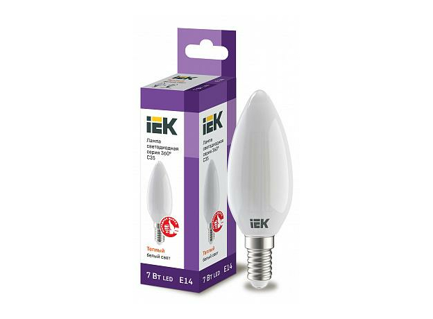 Лампа светодиодная 7,0Вт Е14 C35 3000К матов. 230В свеча серия 360° IEK