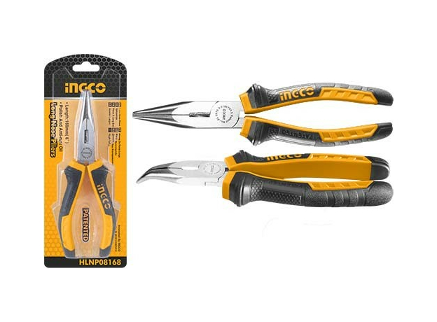 Длинногубцы 160 мм; изогнутые INGCO HBNP08168