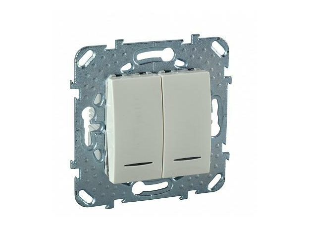 Выключатель двухклавишный Unica скрытой установки 2 модуля с подсветкой схема 1а+1а механизм бежевый MGU5.0101.25NZD Schneider Electric Выключатель двухклавишный Unica скрытой установки 2 модуля с подсветкой схема 1а+1а механизм бежевый MGU5.0101.25NZD Schneider Electric