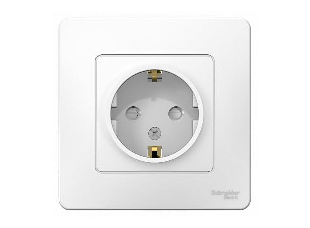 Розетка одинарная BLANCA скрытой установки с заземлением со шторками 16А 250В в сборе белый BLNRS001111 Schneider Electric