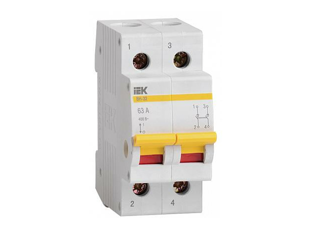 Выключатель нагрузки ВН-32 2п 63А на DIN-рейку IEK (MNV10-2-063)