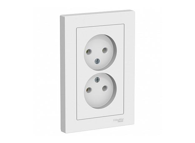 Розетка двойная Atlasdesign скрытой установки без заземления 16А в сборе белый ATN000120 Schneider Electric