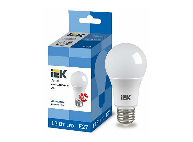 Лампа светодиодная 13Вт E27 A60 6500К 1150Лм матовая 230В грушевидная ECO LLE-A60-13-230-65-E27 IEK