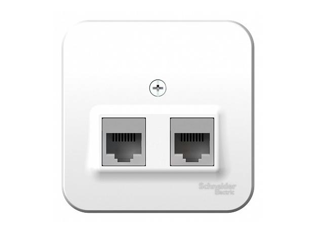 Розетка RJ45+RJ45 компьютерная BLANCA открытой установки кат.5e с изолирующей пластиной в сборе белый BLNIA045451 Schneider Electric