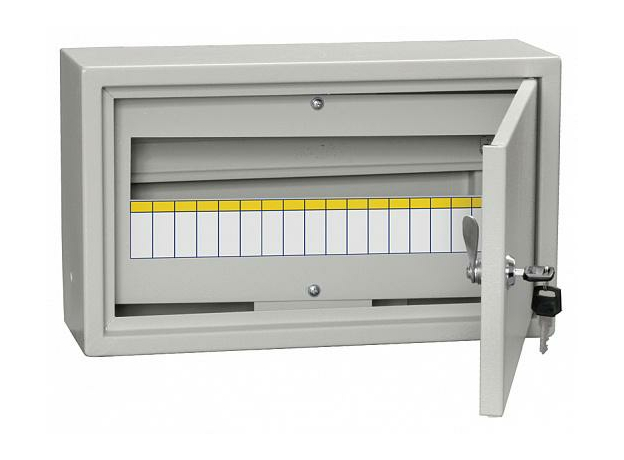 Щит распределительный металлический ЩРн-18з-1 36 УХЛ3 IP31 с замком 265х440х120 (ВхШхГ) RAL 7035 MKM14-N-18-31-Z IEK