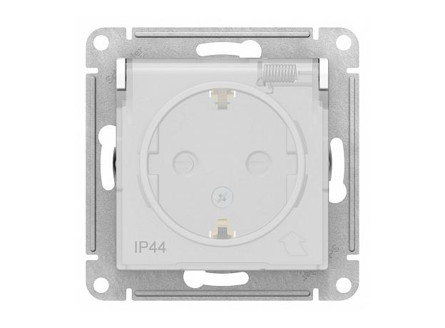 Розетка Atlasdesign Aqua скрытой установки IP44 с заземлением со шторками с крышкой 16А механизм белый ATN440146 Schneider Electric